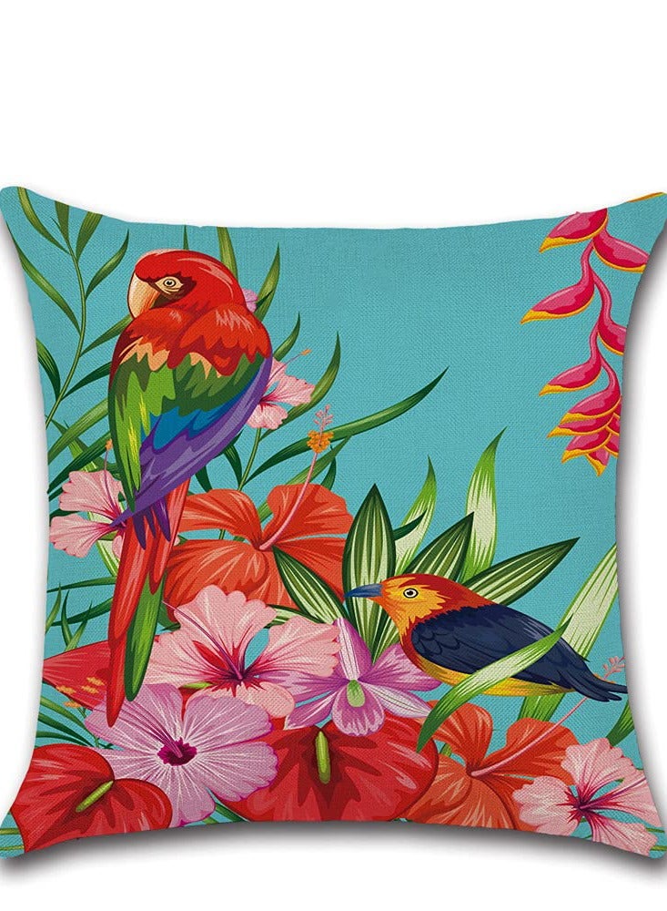 SOLARAE Cushion Covers Set, Outdoor Waterproof Green Leaf of 4 Tropical Plant Square Linen Throw Pillow Covers, Suitable for Sofa Garden, Terrace, Bench Home Bed Decorative Cushion Cover, 45 x 45cm - Image 3