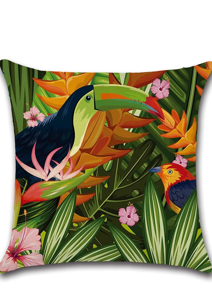 SOLARAE Cushion Covers Set, Outdoor Waterproof Green Leaf of 4 Tropical Plant Square Linen Throw Pillow Covers, Suitable for Sofa Garden, Terrace, Bench Home Bed Decorative Cushion Cover, 45 x 45cm - Image 2
