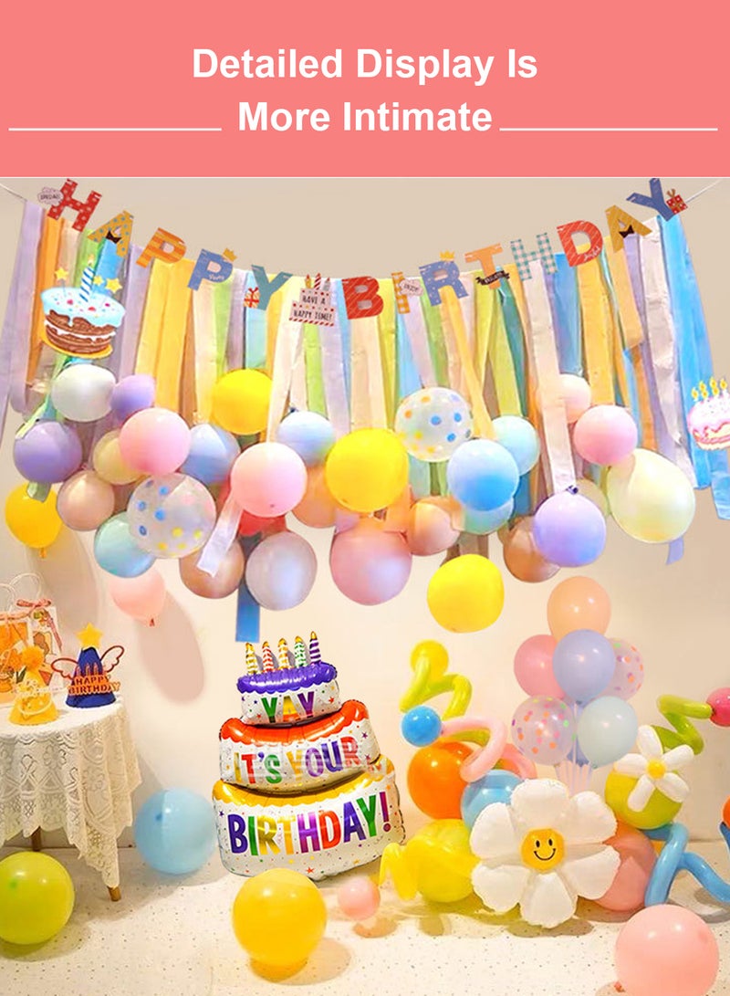 35-Piece Birthday Balloon Set, for Indoor and Outdoor Decorating Birthday Parties, with Birthday Cake Balloon