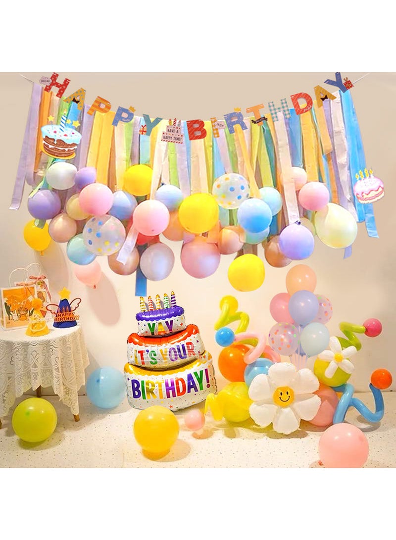 35-Piece Birthday Balloon Set, for Indoor and Outdoor Decorating Birthday Parties, with Birthday Cake Balloon