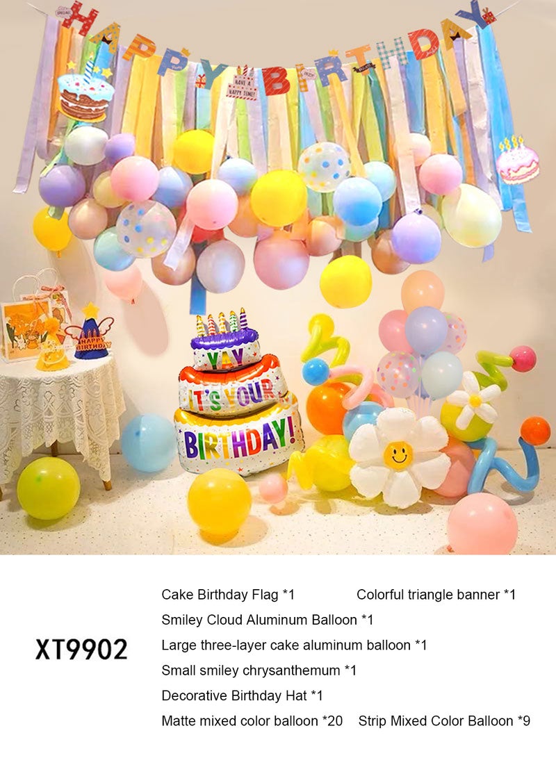 35-Piece Birthday Balloon Set, for Indoor and Outdoor Decorating Birthday Parties, with Birthday Cake Balloon