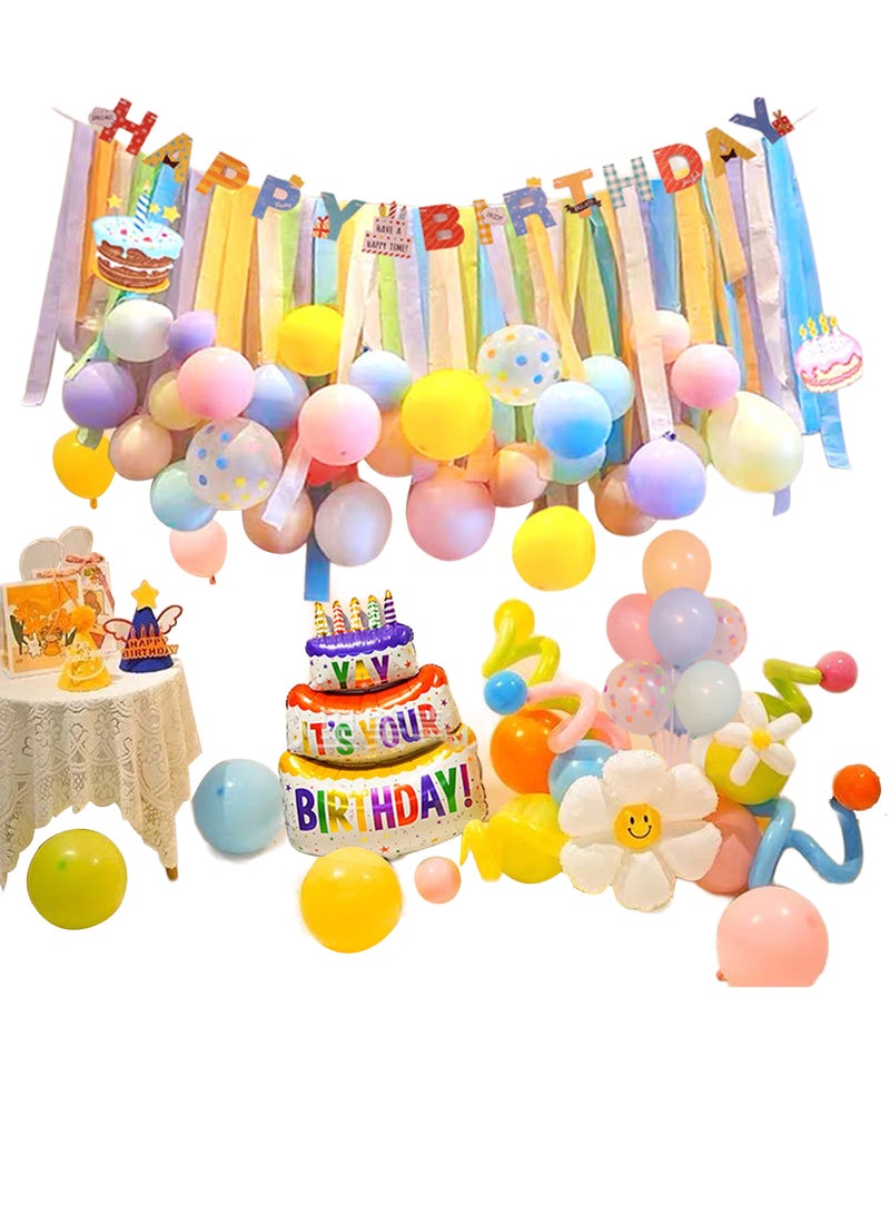 35-Piece Birthday Balloon Set, for Indoor and Outdoor Decorating Birthday Parties, with Birthday Cake Balloon