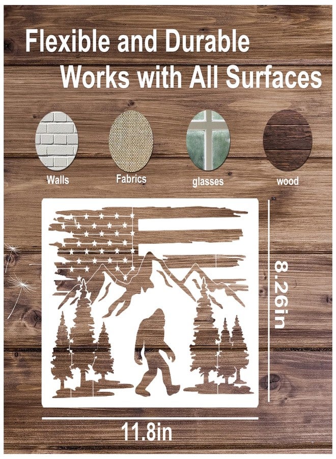 Pkqon Large Stencils for Painting on Wood Forest Mountains Pine Tree Pattern Plastic Templates Reusable Drawing Templates for Crafts Wall Canvas Art Project white - Image 2