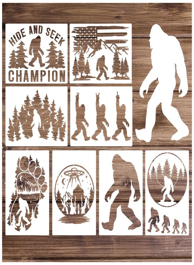 Pkqon Large Stencils for Painting on Wood Forest Mountains Pine Tree Pattern Plastic Templates Reusable Drawing Templates for Crafts Wall Canvas Art Project white - Image 1