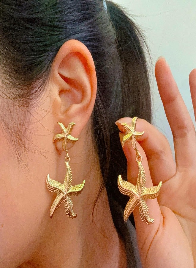 Decixde Gold Starfish Drop Dangle Earrings - Sea Star Dangle Earrings for Women - Summer Theme Beach Chic Women Gift Ocean Jewelry (gold) - Image 4