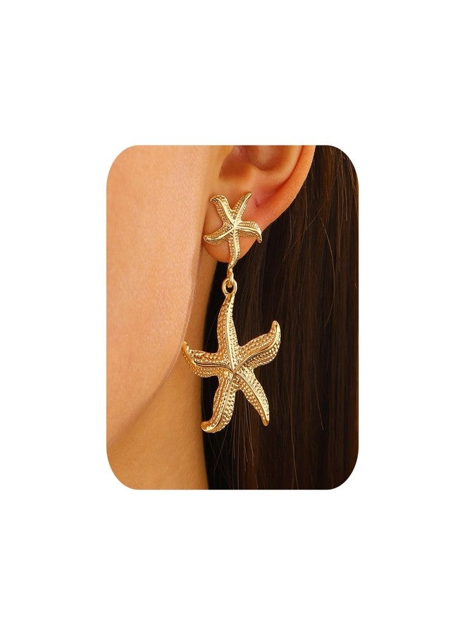 Decixde Gold Starfish Drop Dangle Earrings - Sea Star Dangle Earrings for Women - Summer Theme Beach Chic Women Gift Ocean Jewelry (gold) - Image 1