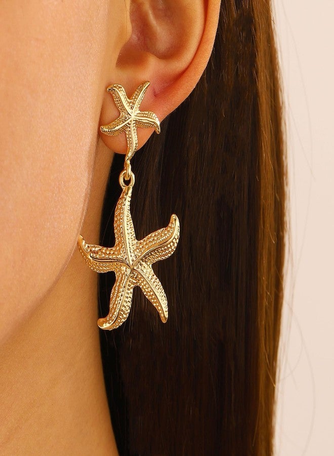 Decixde Gold Starfish Drop Dangle Earrings - Sea Star Dangle Earrings for Women - Summer Theme Beach Chic Women Gift Ocean Jewelry (gold) - Image 3