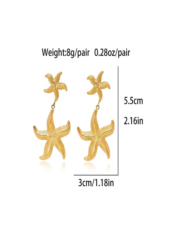 Decixde Gold Starfish Drop Dangle Earrings - Sea Star Dangle Earrings for Women - Summer Theme Beach Chic Women Gift Ocean Jewelry (gold) - Image 5