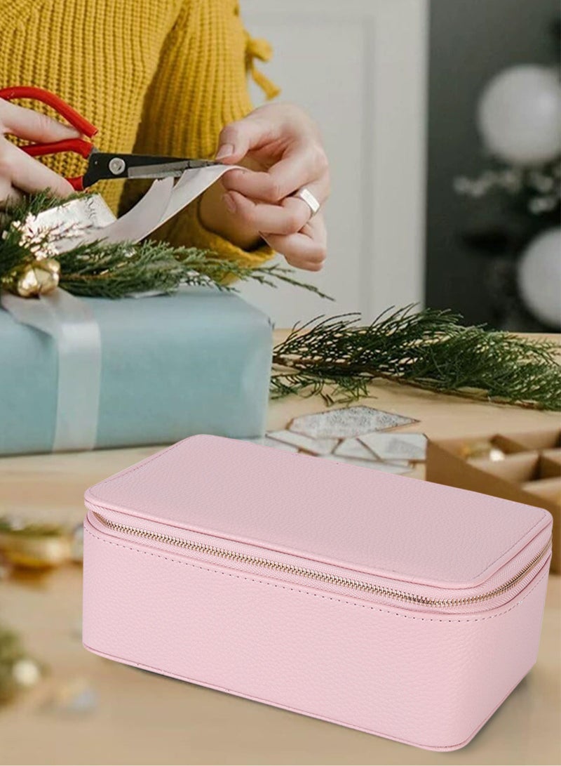 HomarKet Jewelry Box Organzier for Travel,Graduation Gifts for Daughter,Jewelry Case with 12 Pcs Velvet Jewelry Bags for Earrings Necklace Rings,Valentine's Day,Birthday, Wedding Gift for Wome-Strawberry Pink - Image 5