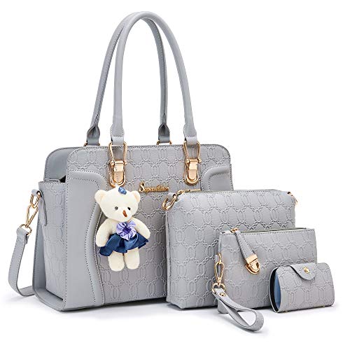 Soperwillton Women's Fashion Handbags Tote Bags Shoulder Bag Top Handle Satchel Purse Set 4pcs - Image 1
