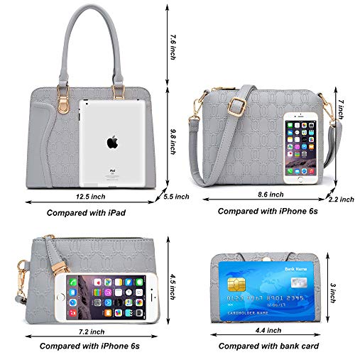 Soperwillton Women's Fashion Handbags Tote Bags Shoulder Bag Top Handle Satchel Purse Set 4pcs - Image 3