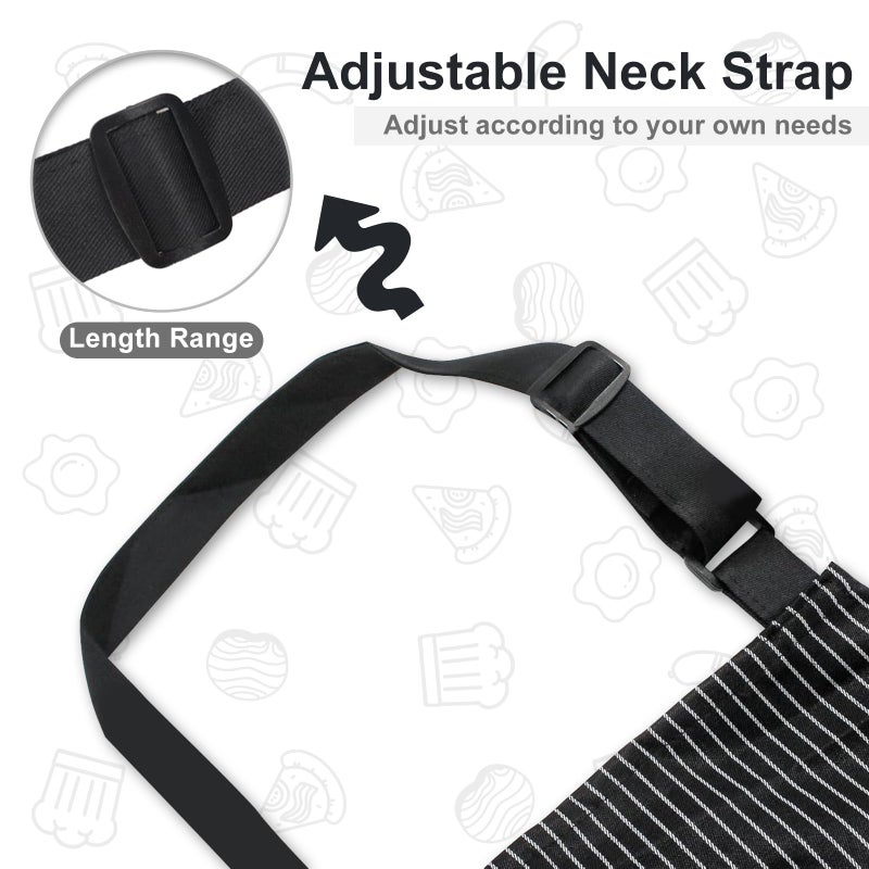 VALOME 2 Pack Kitchen Aprons, Apron for Cooking with 2 Pockets, Unisex Adjustable Neck Strap Chef Aprons for Men Women (PINK & BLACK) - Image 5