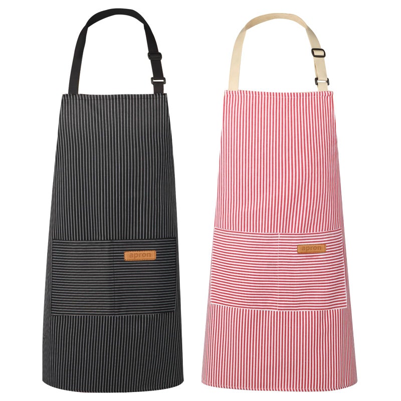 VALOME 2 Pack Kitchen Aprons, Apron for Cooking with 2 Pockets, Unisex Adjustable Neck Strap Chef Aprons for Men Women (PINK & BLACK) - Image 1
