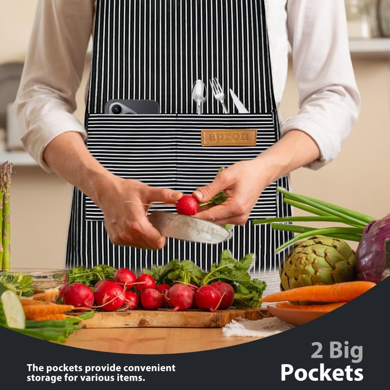 VALOME 2 Pack Kitchen Aprons, Apron for Cooking with 2 Pockets, Unisex Adjustable Neck Strap Chef Aprons for Men Women (PINK & BLACK) - Image 4