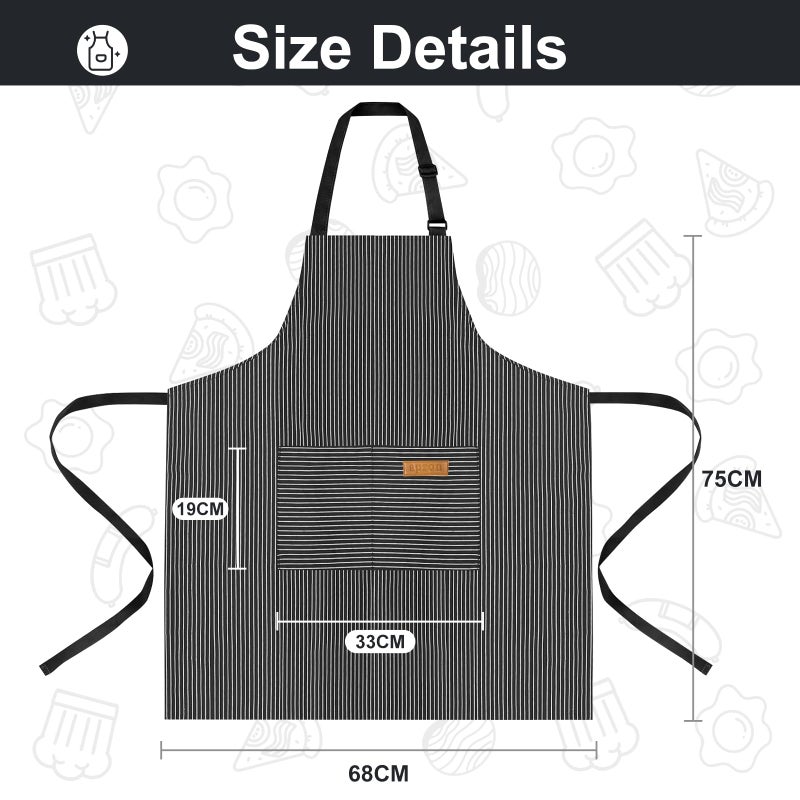 VALOME 2 Pack Kitchen Aprons, Apron for Cooking with 2 Pockets, Unisex Adjustable Neck Strap Chef Aprons for Men Women (PINK & BLACK) - Image 2