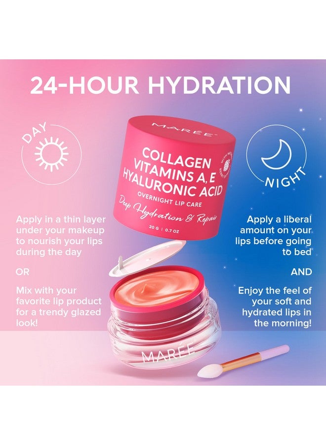 MAREE Lip Mask With Hyaluronic Acid & Coconut Oil Overnight Collagen Lip Butter To Nourish & Hydrate Dry Cracked Lips Moisturizer For Skin Care With Shea & Cocoa Butter Sleeping Lip Butter Balm - Image 4