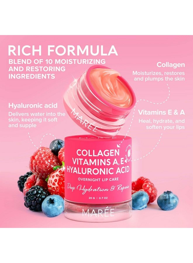 MAREE Lip Mask With Hyaluronic Acid & Coconut Oil Overnight Collagen Lip Butter To Nourish & Hydrate Dry Cracked Lips Moisturizer For Skin Care With Shea & Cocoa Butter Sleeping Lip Butter Balm - Image 2