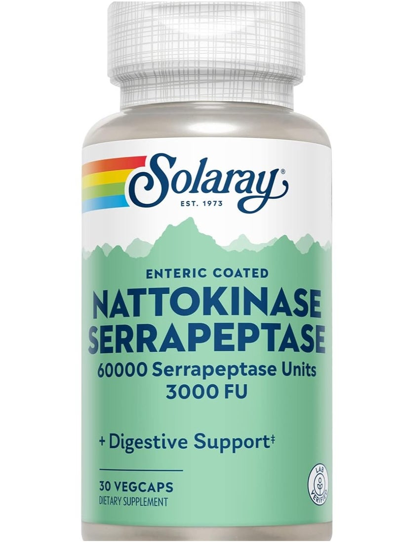 Solaray - Nattokinase Serrapeptase 3000 FU 30 VegCaps - Image 1