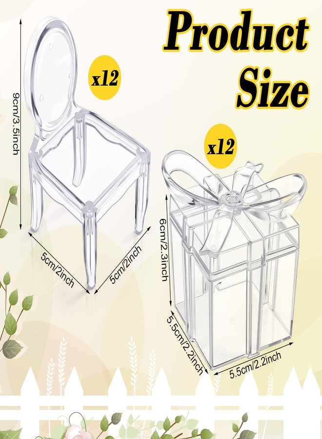 Mifoci 24 Pcs Clear Acrylic Gift Boxes Chair Shaped Party Favor Gift Holders for Wedding Events Reception Accessories Baby Shower Favor Holders Decorations Supplies - Image 3