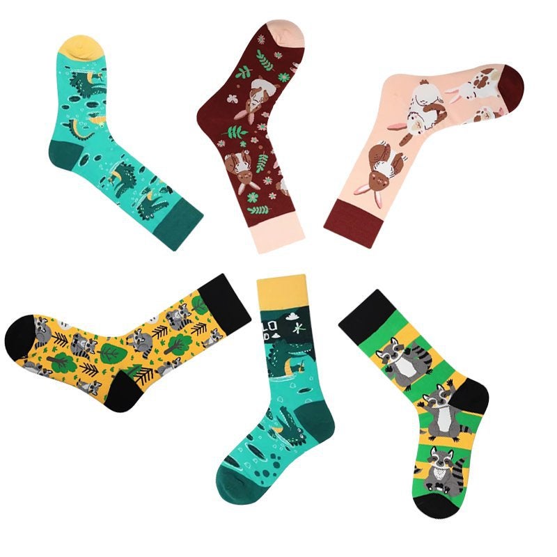 Men'S Cotton Manufacturers Four Seasons Animation Women'S Tide Socks Men'S Socks Cute Rac Rabbit Crocodile Socks - Image 4