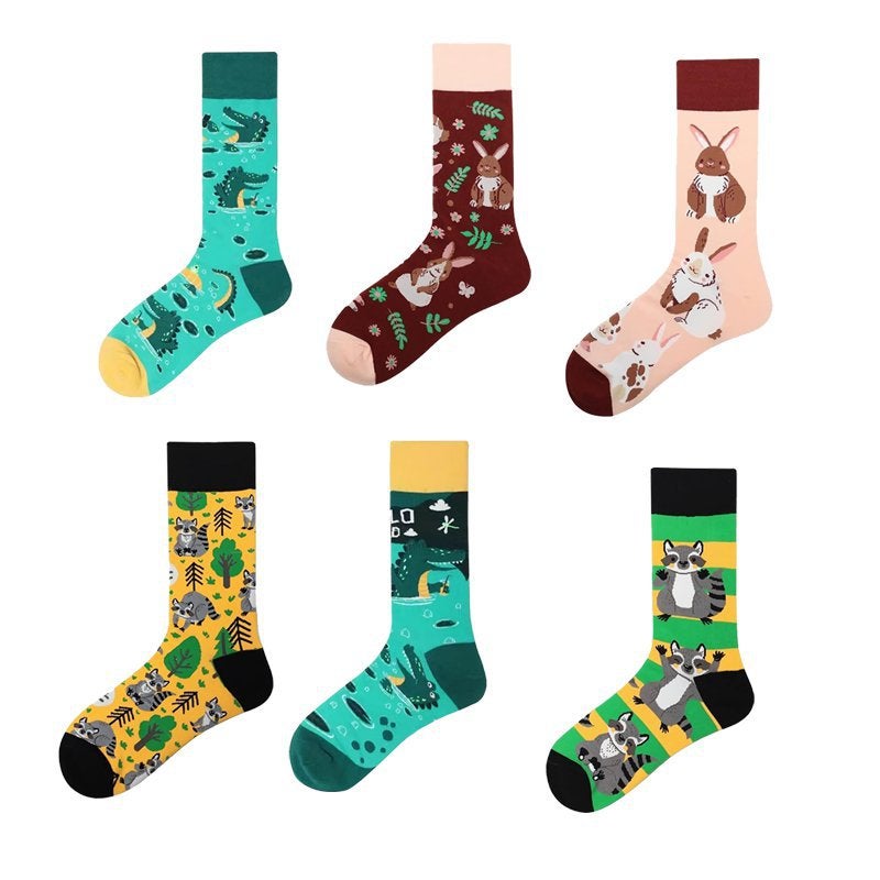 Men'S Cotton Manufacturers Four Seasons Animation Women'S Tide Socks Men'S Socks Cute Rac Rabbit Crocodile Socks - Image 5
