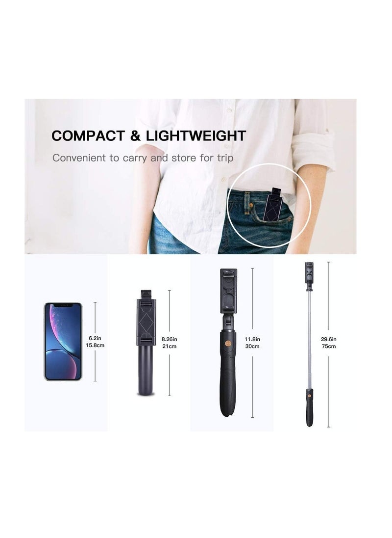 Generic - Extendable tripod for selfie stick with Bluetooth remote control, compatible with Samsung Galaxy S7/S7 Plus/S8/S8 Plus/S9/S9 Plus, iOS and Android devices, mobile/phone X/8/8 Plus. - Image 1