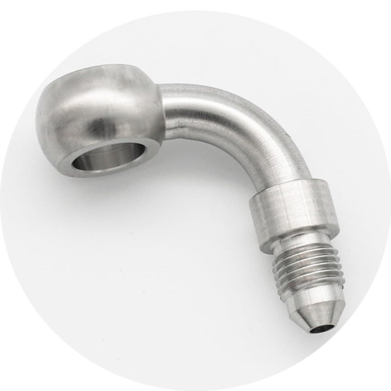 KRD PERFORMANCE Stainless Steel 90 Degree 122mm M12 Banjo Eye Hole Diameter to 3AN Male Brake Clutch Fitting for AN3 PTFE Brake Hose Line - Image 2