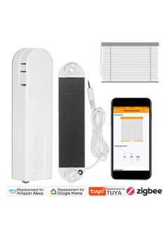 Solar Powered Zigbee Control Smart Blinds Drive Motor  Motorized Chain Roller Voice Control Shade Shutter Drive Motor Replacement for Alexa  Home Support Time Scene and Group Mode (Requires Zigbee 3.0 or Later)