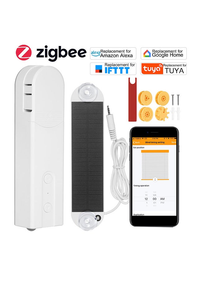 Generic - Solar Powered Zigbee Control Smart Blinds Drive Motor  Motorized Chain Roller Voice Control Shade Shutter Drive Motor Replacement for Alexa  Home Support Time Scene and Group Mode (Requires Zigbee 3.0 or Later) - Image 1
