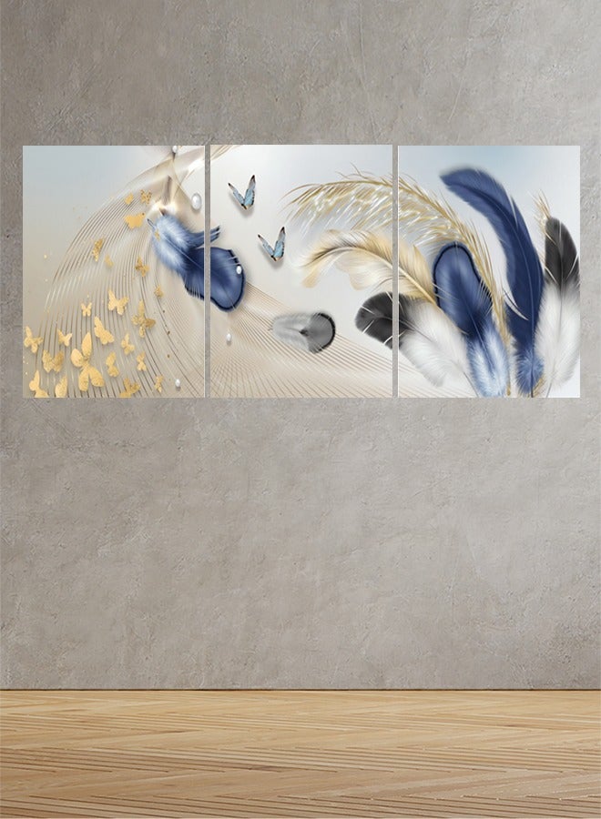 ماركتنا لوحة جدارية فنية لتزين الحائط بتصميم تجريدي ثلاث قطع مقاس 120X60سم - Image 1