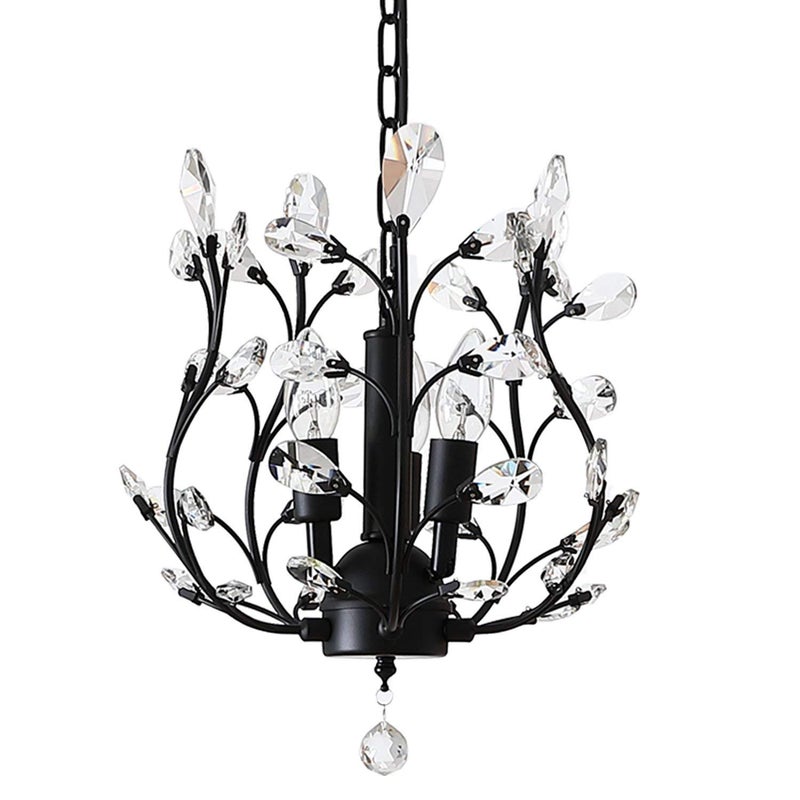 Garwarm Vintage K9 Clear Crystal Chandeliers Ceiling Lights, 3 Lights Crystal Pendant Lighting, Ceiling Light Fixtures for Living Room Bedroom Restaurant Porch (Black) - Image 1