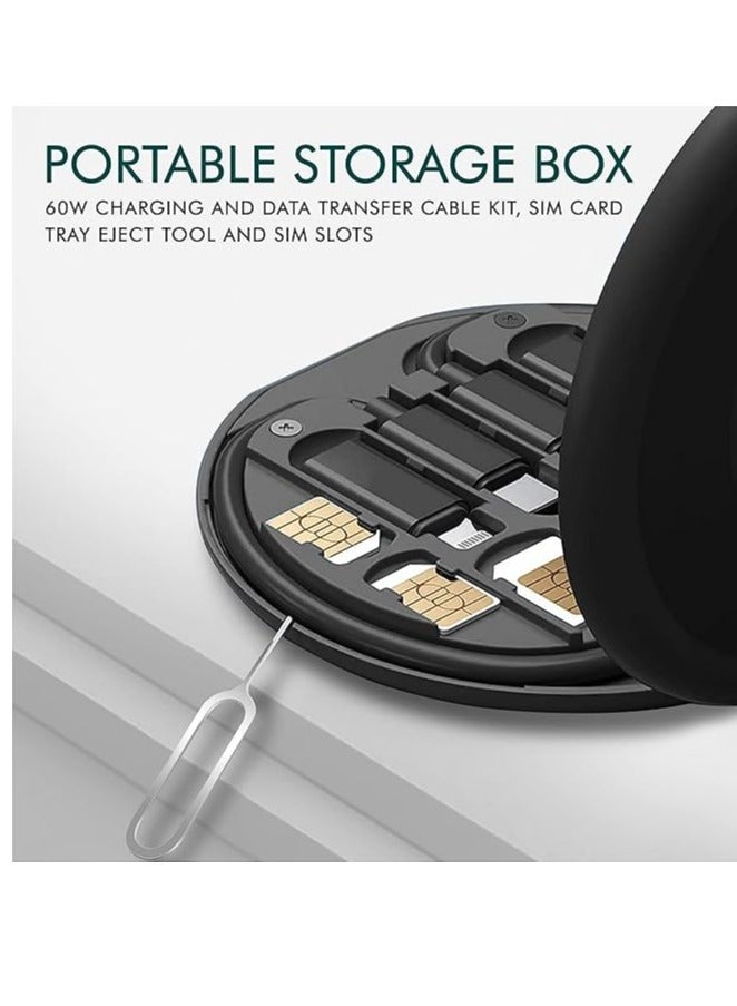 All in One 60W USB Fast Charging Travel Data Cable Set Type C, Lightening and Micro USB Port Inbuilt Mobile Stand Compatible with iPhone, iPad, Samsung, RealMe & All Other Android Phones - Image 2