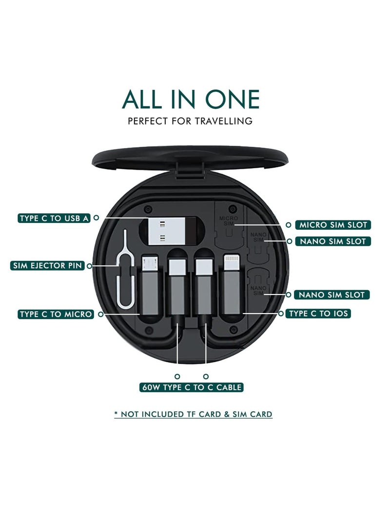 All in One 60W USB Fast Charging Travel Data Cable Set Type C, Lightening and Micro USB Port Inbuilt Mobile Stand Compatible with iPhone, iPad, Samsung, RealMe & All Other Android Phones - Image 4