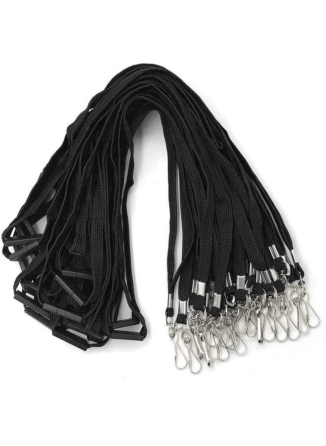 Bird Fiy Bird Fiy Lanyards Safety Black Lanyards Neck Flat Premium Breakaway Badge Lanyard with J-Hook for ID Nametag Badge Holder (Black, 50 PCS)  - Image 1