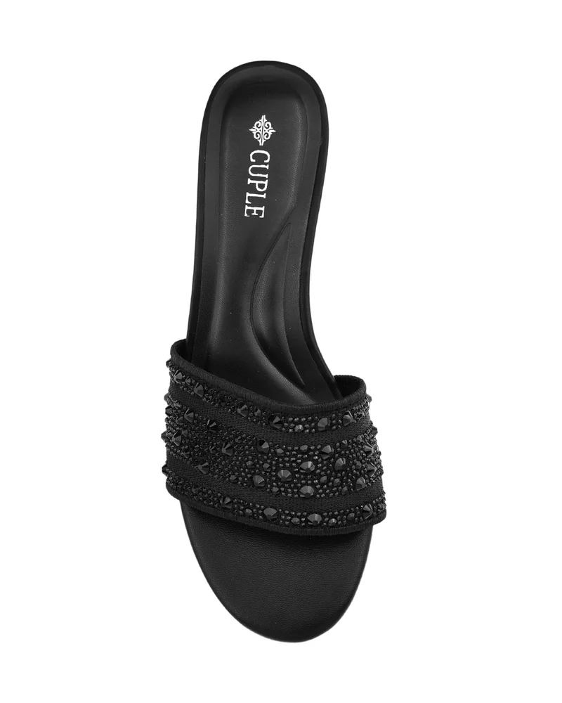 كابلي Womens embellished beaded slip-on flat sandals