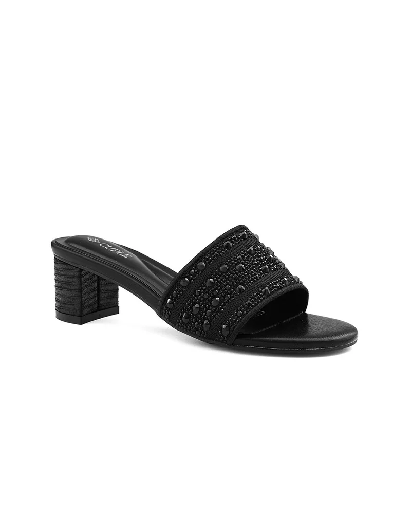 Cuple Womens embellished beaded slip-on flat sandals