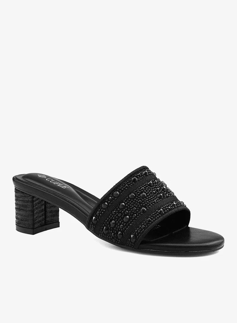 Cuple Womens embellished beaded slip-on flat sandals