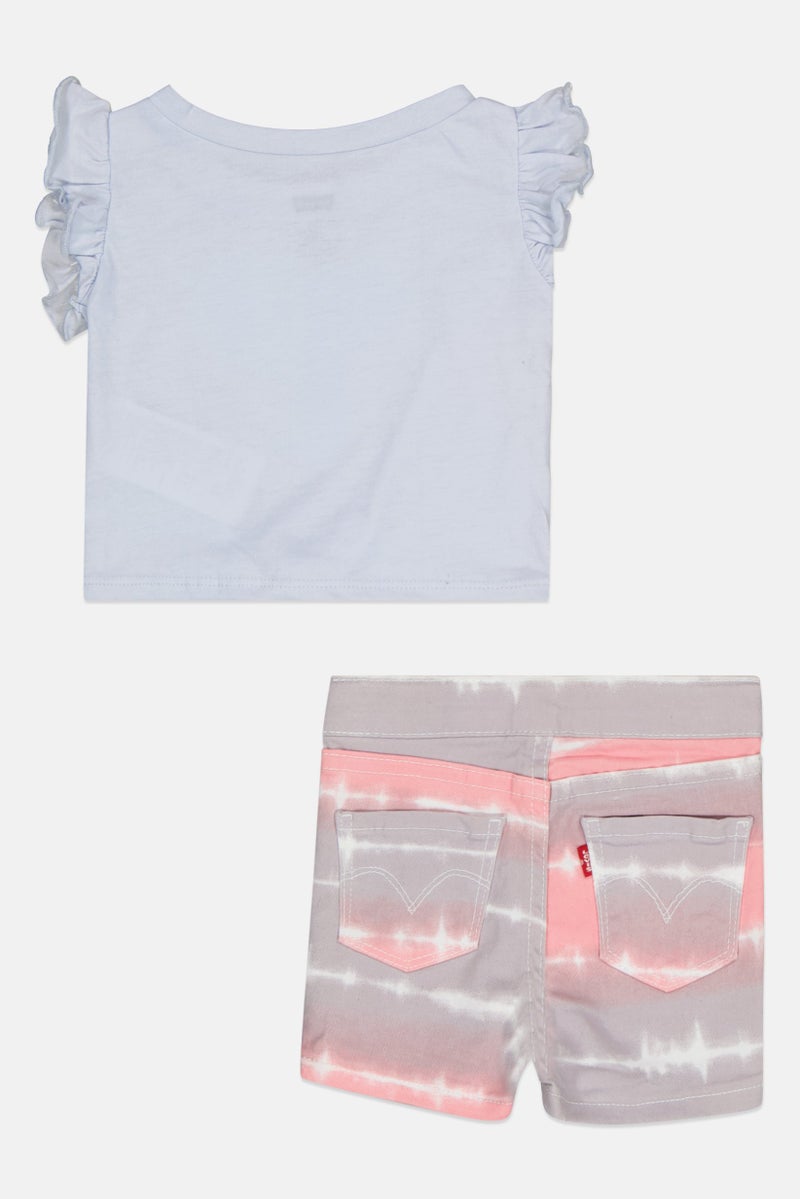 Levi's طقم قميص وشورت للبنات الصغيرات 2 قطعة بشعار العلامة التجارية، متعدد الألوان - Image 3