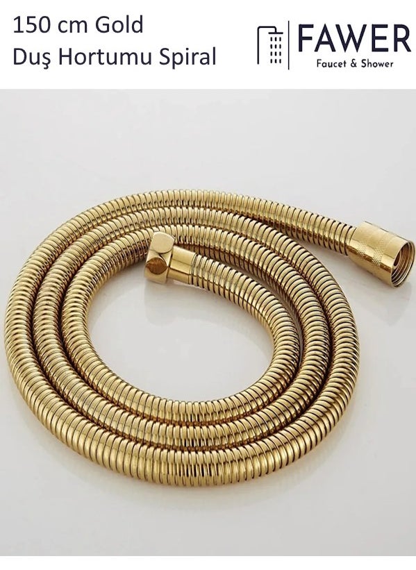 FAWER Faucet & Shower Gold Stainless Steel Shower Hose Shower Spiral 150 cm 