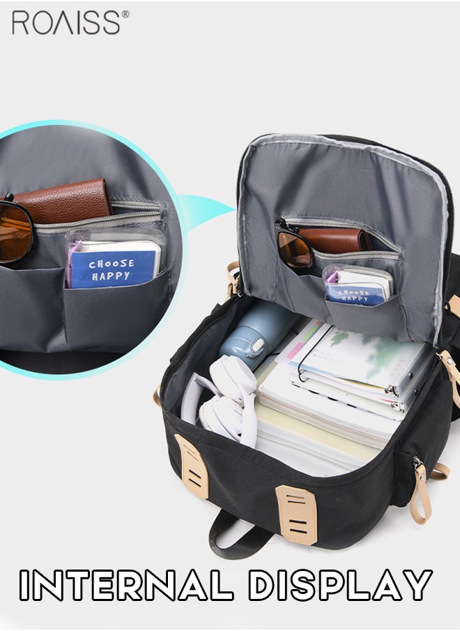 roaiss - Leisure Large Capacity Graffiti Print Backpack Multi Pocket Design Travel Campus Trend Backpack Adjustable Shoulder Strap Versatile Student Computer Backpack with Exquisite Random Pendant  for Teens Lightweight Waterproof Casual  Bag - Image 1