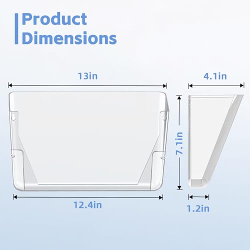 SUPEASY Clear Acrylic Single Pocket, Large Plastic Hanging Wall Mount File Holder Wall File Organizer for Mails, Document, Magazine, Letter Size for Office Home, 3 Pack - Image 2