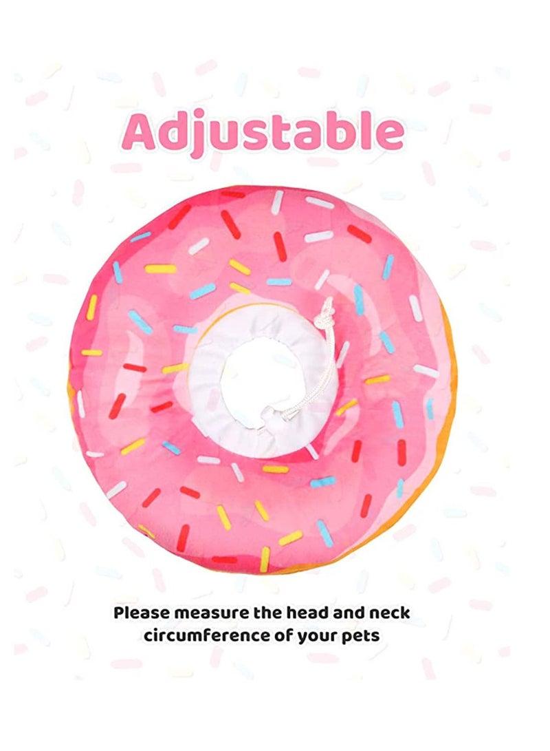 Excefore Adjustable Cat Recovery Collar Soft Cone for and Small Dogs Wound Healing Protective Elizabethan After Surgery Cute Donut (PINK) - Image 2