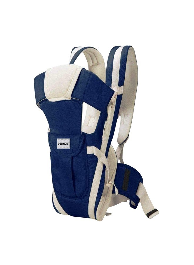 DELINGER 4-in-1 Adjustable Baby Carrier Cum Kangaroo Bag/Honeycomb Texture Baby Carry Sling/Back/Front Carrier for Baby with Safety Belt and Buckle Straps (Blue) - Image 1