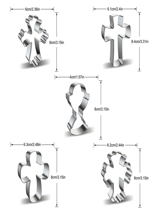 azflyife Cross Cookie Cutter Shapes Set, Azflyife 5 Piece Stainless Steel Metal Biscuit Mold Cookie Cutters with Chalice Holy Cup Crucifix Crucifixion for Easter Halloween Christmas Religious Baptism Communion - Image 2