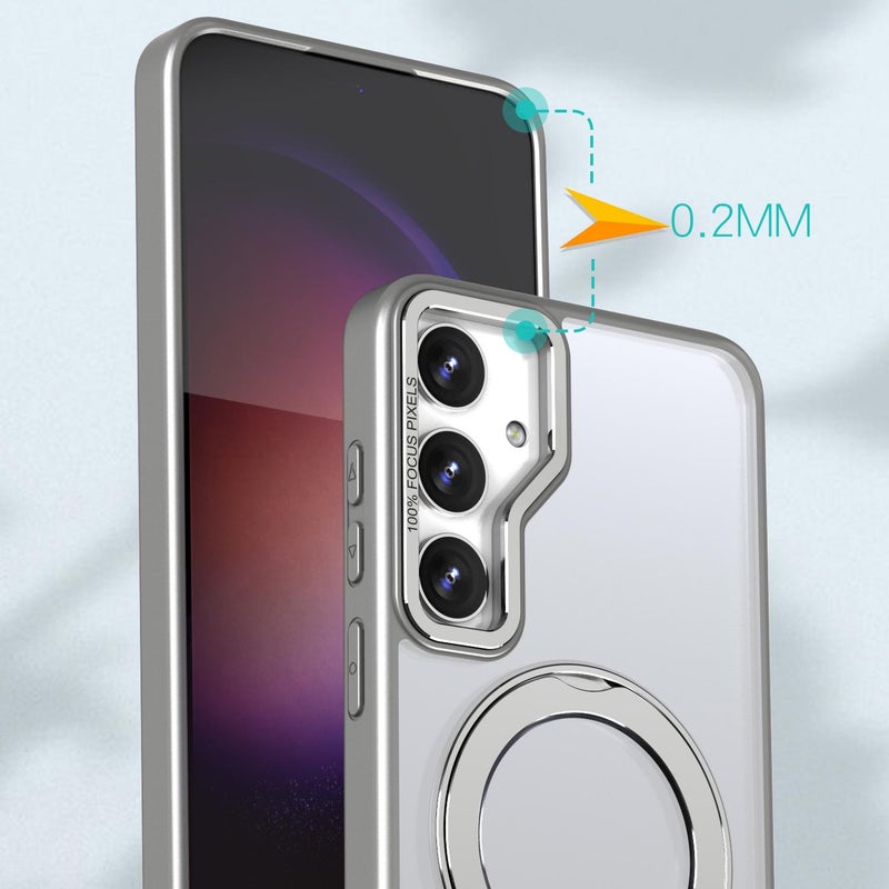 erorex For Samsung Galaxy S24 5G Kalebol Magsafe Metal Ring Holder Phone Case(Titanium Gray) - Image 5