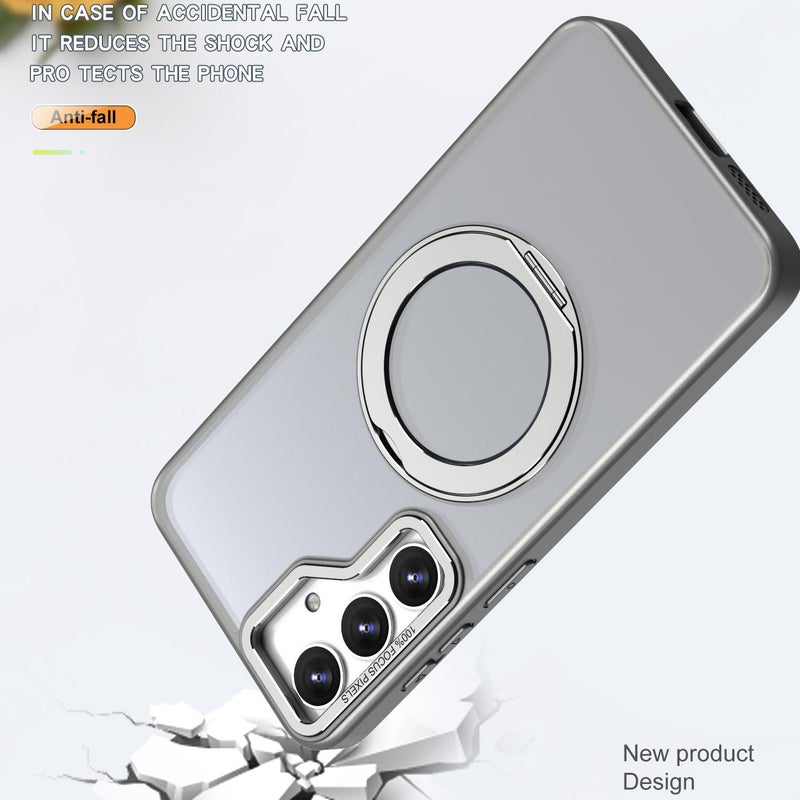 erorex For Samsung Galaxy S24 5G Kalebol Magsafe Metal Ring Holder Phone Case(Titanium Gray) - Image 3