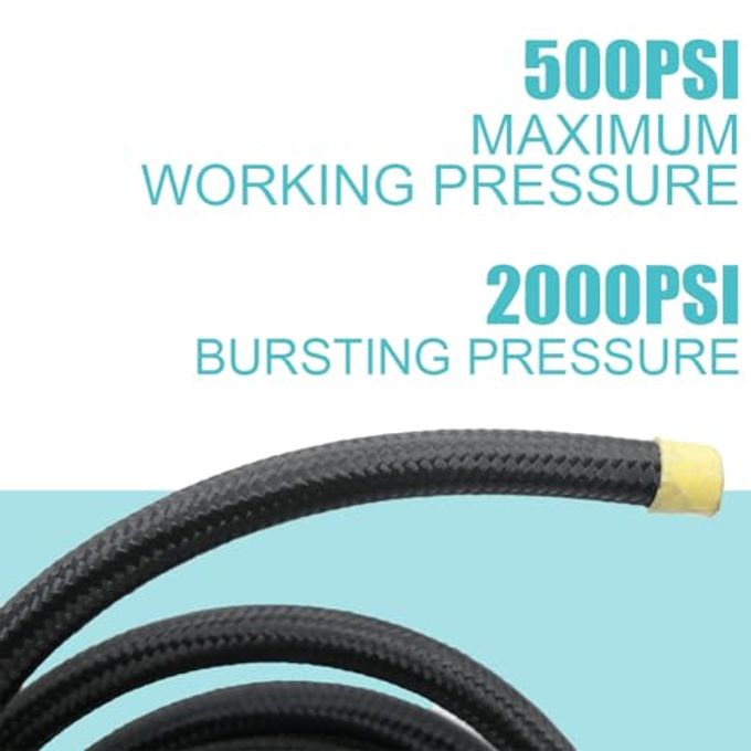Byredio 8AN Fuel Line Hose 10FT Braided Nylon Stainless Steel 500 PSI High-Pressure Transmission Cooler Hose for Oil, Gas, Fuel, Hydraulic - Image 3