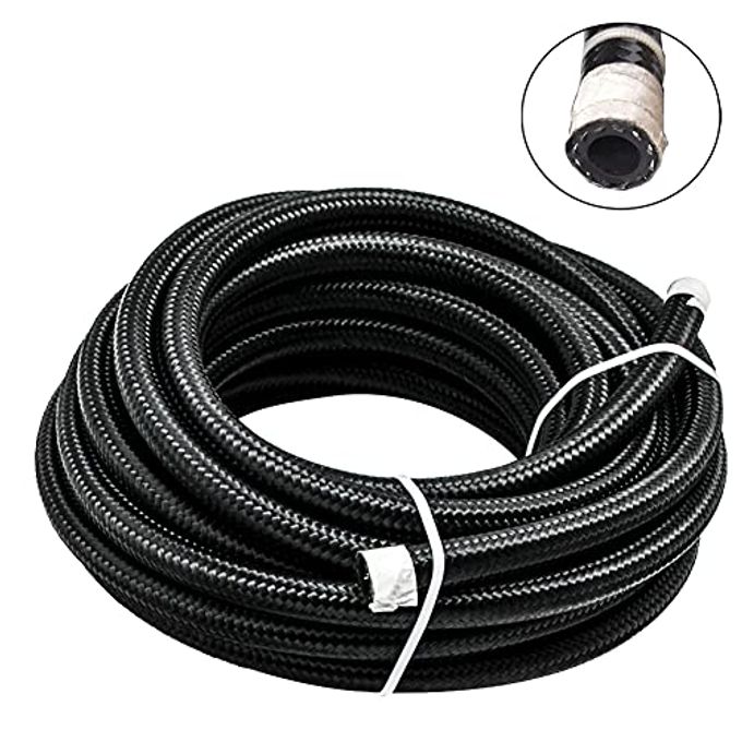 Byredio 8AN Fuel Line Hose 10FT Braided Nylon Stainless Steel 500 PSI High-Pressure Transmission Cooler Hose for Oil, Gas, Fuel, Hydraulic - Image 4