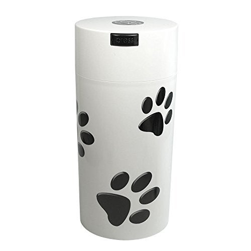TIGHTPAC Pawvac 24 Ounce Vacuum Sealed Pet Food Storage Container; White/Black Paws - Image 1