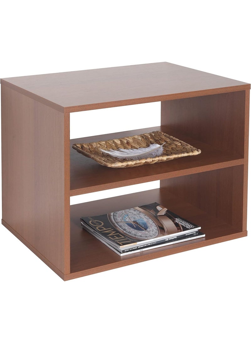 RICOO WM110-ER Bookcase with 2 Compartments, 60 x 45 x 40 cm, Wooden Shelf, Rustic Oak Dark Brown, Standing Shelf, Office Bookshelves, Shelves & Shelves, Printer Stand, Printer Shelf, Filing Shelf - Image 1